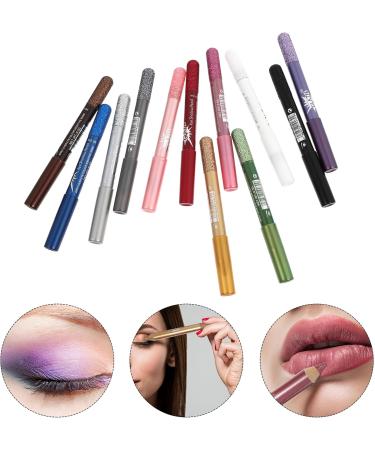 CRILSTYLEO 12pcs Pearlescent Eyeshadow Pencil Colored Eyeliner Gel Eyeliner Waterproof Eyeshadow Powder - Buy Online on GoSupps.com