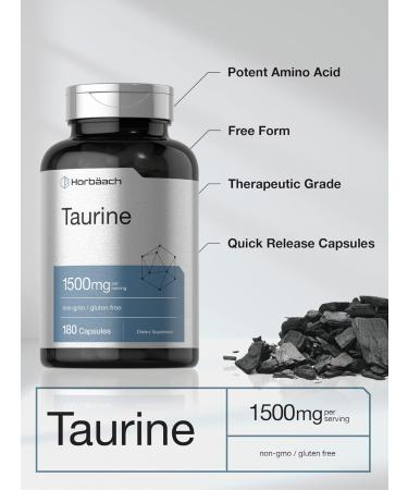 Horb ach Taurine Supplement 1500mg | 180 Capsules | Non-GMO and Gluten Free - Buy Online on GoSupps.com