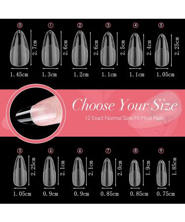420PCS Clear Almond Nail Tips Set for Soak Off Extensions - ZAHRVIA Soft Gel Full Cover Kit - 12 Sizes Medium Almond False Nails Acrylic Tips - Buy Online on GoSupps.com