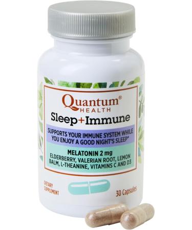 Quantum Health Sleep Immune Support Supplement Melatonin 2mg L Theanine & Valerian Root Plus Elderberry Vitamin C & D Immunity Boost 30 Capsules