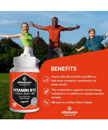 VISPURA Vitamin B12 1000 mcg Methylcobalamin + B6/Folic Acid 180 Vegan Tablets - Energy Boost, Mood Enhancement, Focus - Organic Supplement - 180 Count - Buy Online on GoSupps.com