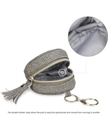 Anulely Leather Pacifier Holder Bag | PU Leather Binky Clip Pouch for Boys & Girls - Dark Gray Diaper Bag Accessory - Buy Online on GoSupps.com