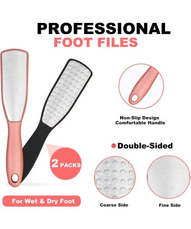 IAPPADORE Professional Foot Files - Double-Sided Callus Remover 2 Pack - Surgical Stainless Steel Pedicure Scrubber for Smooth Wet Dry Feet - Home Spa Essential - Buy Online on GoSupps.com