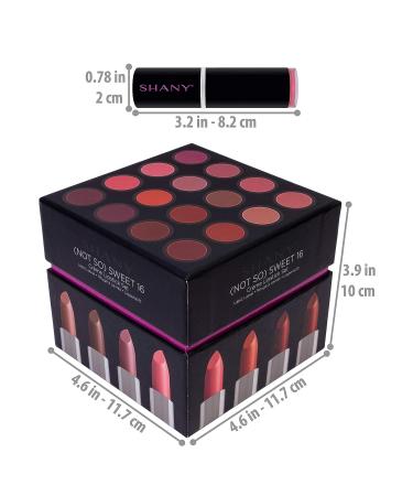 SHANY Sweet Sixteen Creme Lipstick Set - 16 Highly Pigmented Shades for All Day Wear - Buy Online on GoSupps.com