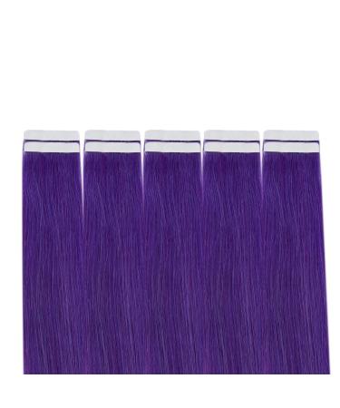 Runature 55cm Tape In Extensions - Real Human Hair Purple - 10 Piece Invisible Tape Hair Extensions - #Purple Colored Hair Extension 25g - Buy Online on GoSupps.com