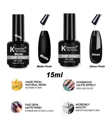 KANORINE 15ml x3 Gel Polish Set - Base, Gloss, Matte Top Coats - UV LED Soak Off, No Wipe, 0.5oz x 3 - AA1 - Buy Online on GoSupps.com