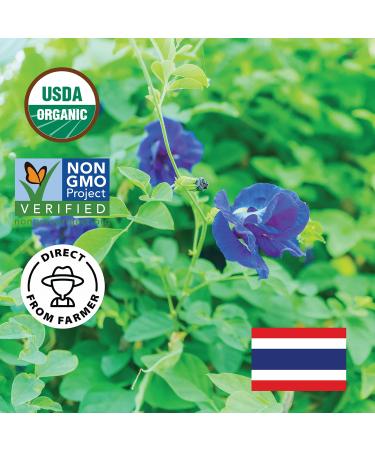 Organic Butterfly Pea Flowers 4.41 oz - Non GMO Verified, Gluten Free, Vegan - Rich in Antioxidants - Free eBook Included - From Thailand - Incas - Buy Online on GoSupps.com