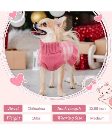 IECOii Knitted Dog Jumper Dress: Warm Plaid Sweater for Small to Medium Dogs - Pink - Buy Online on GoSupps.com