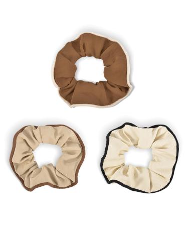 Yonchic 3-Piece Retro Fabric Elastic Hair Ties Casual Elegant Style Scrunchies Girls Ponytail Holders Multicolor Fashion Rubber Bands Hair Accessories No Damage for Women