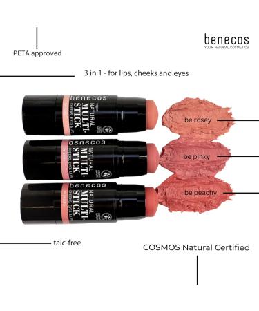 cosmondial Co KG benecos Natural cosmetics Natural 3in1 Multistick be rosey For cheeks eyes and lips vegan - Buy Online on GoSupps.com