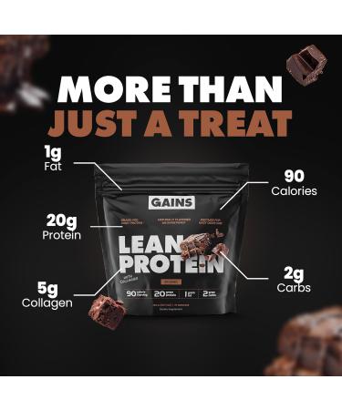 Gains in Bulk Lean Protein Powder with Collagen Peptides Gluten Free Grass Fed Whey 20 G Protein & 5 G Collagen Plant Enzymes to Support Digestion Natural Ingredients Brownie Flavor 27 Servings - Buy Online on GoSupps.com