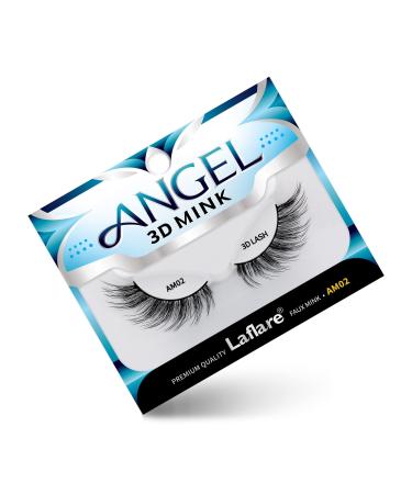 Laflare 3D MINK ANGEL Eyelashes  Soft  Feather-Light  Double-Layer  Voluminous  Glamorous  Fluffy  Striking Look  Reusable Premium Quality False Mink Lashes (AM02)