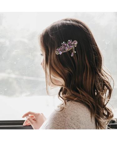 Buankoxy Women's Vintage Crystal Butterfly Hair Clip in Purple - Chic Beauty Tool - Buy Online on GoSupps.com