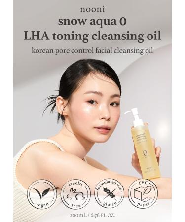 NOONI Cleansing Oil - Snow Aqua 0 LHA Toning Pore Care | Korean Facial Oil Cleanser for Makeup Removal Glass Skin & Blackhead Control (200 ml - Buy Online on GoSupps.com
