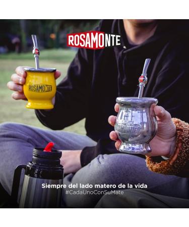 Buy Rosamonte Yerba Mate 1kg Set | Traditional Stainless Steel Mate Tea Set | Includes Bombilla Calabash & Cleaning Brush - Buy Online on GoSupps.com