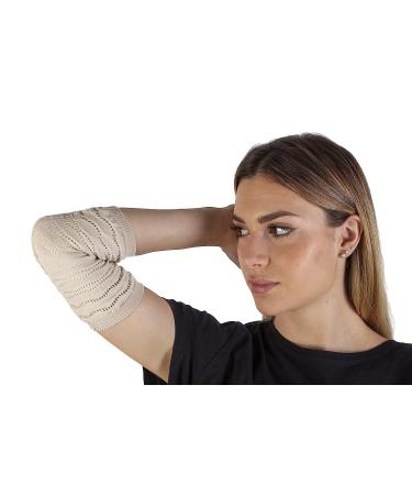 Spikenergy Elastic Elbow Support Bandage with Magnetic Therapy - Ideal for Epicondylitis & Osteoarthrosis Pain Relief - Medical Dodic (S Beige) - Buy Online on GoSupps.com