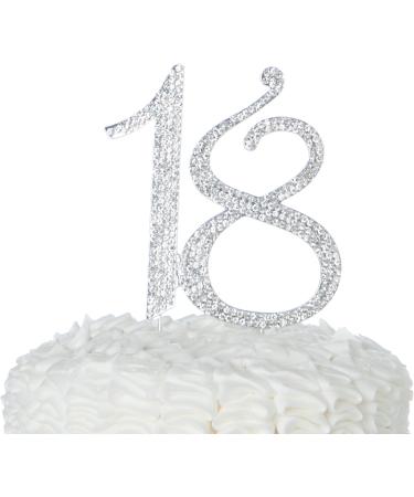 18 Cake Topper for 18th Birthday Number Party Supplies & Decoration Ideas (Silver) - Buy Online on GoSupps.com