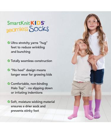 SmartKnitKIDS Sensory-Friendly Seamless Socks - 6 Pack (Pink, Purple, White) 2X-Large - Buy Online on GoSupps.com