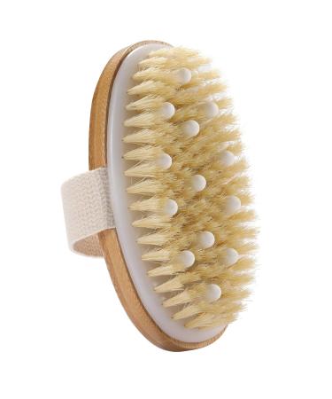 Body brush  exfoliating brush  bristles and bristles after the gasket  make the skin soft use 100% natural wild boar bristle brush-body scrub brush wood massage brush to dry and remove dead skin.