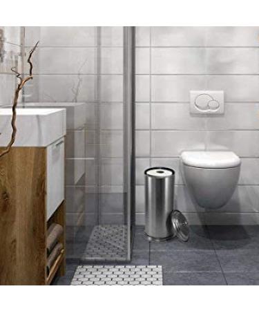 LDR Industries Ashton Free Standing Toilet Paper Holder Canister - Brushed Nickel - Buy Online on GoSupps.com