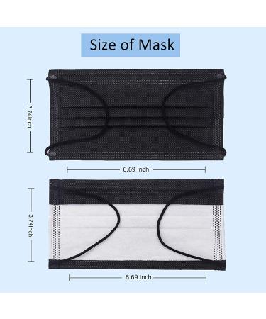 50 Pcs Black Disposable Face Mask 3-Ply Breathable Safety Mask for Indoor & Outdoor Protection - Buy Online on GoSupps.com