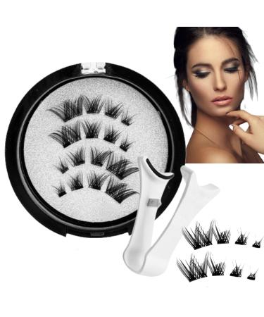 2 Pairs Magnetic Eyelashes for All Magnetic Eyelashes with Applicator 3D Magnetic Eyelash Set Reusable Magnetic Lashes Kit Without Eyeliner Magnetic Eyelashes No Glue Natural False Eyelashes for Women