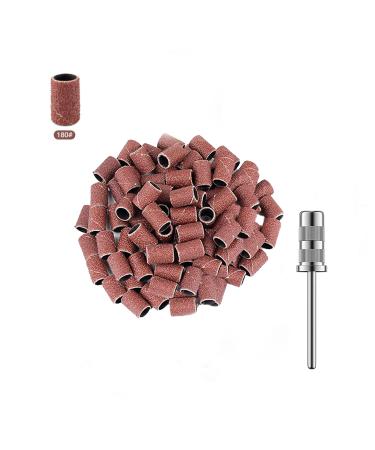 Luckaide grinding sleeve nail cutter 100 pieces 180grit grinding sleeve grinding cap nail miller nail miller attachments grinding sleeve for manicure pedicure nail care nail design nail art red grinding sleeve