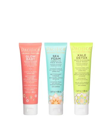 Pacifica Beauty Face Wash Trial Set - Sea Foam Glow, Baby Kale Detox Cleanser - 3 Pack - Buy Online on GoSupps.com