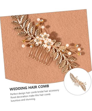 Angoily Pearl Comb Bride Headdress Crystal Hair Comb Hair Accessories Bride Hairpin Pearl Hairpin Bride Hair Comb Tiara Women's Grab The Drill Zinc Alloy European and American - Buy Online on GoSupps.com