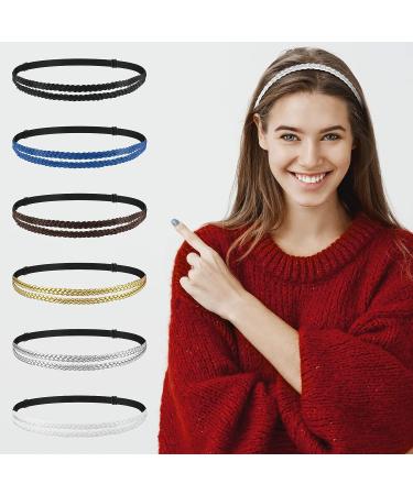 Elegant Leather Boho Headbands - 6-Piece Set for Women and Girls | Non-Slip Stretchy Braided Hair Bands - Perfect for Vacation and Hippie Style - Buy Online on GoSupps.com