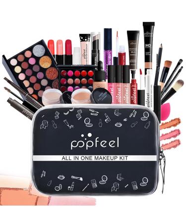 Roseflower 27PCs Make-up set portable multifunctional cosmetic complete set for women girls with eyeshadow palette foundation lip gloss concealer #5* kit004