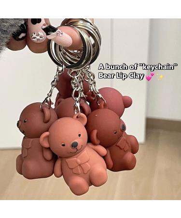 MISEDI 2pcs 2 in 1 Key Chain Bear Lipstick Mist Matte Velvet Lipstick | Waterproof Long Lasting Lip Gloss - Cute Bear Beauty Makeup - Buy Online on GoSupps.com