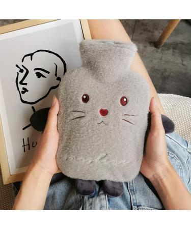 Heiqlay Hot Water Bag 1000ml 26x15cm Gray M-1 | Cosy Fluffy Soft Plush Design | Back, Legs, Waist Warm | Perfect Gift for Family or Girlfriend - Buy Online on GoSupps.com