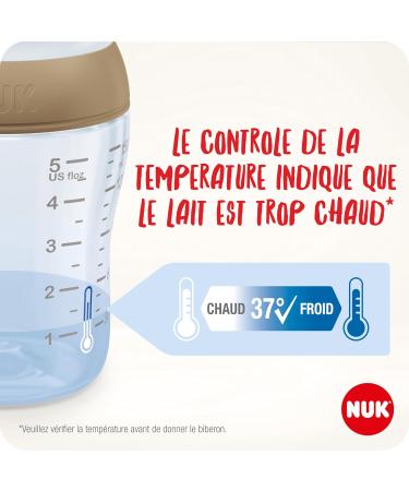 Nuk Perfect Match Baby Bottle Set 3+ Months Palate Friendly Temperature Control Anti-Colic Vent 260 ml BPA Free Silico - Buy Online on GoSupps.com