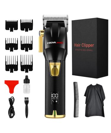 HIENA PRO Mens Hair Clippers Barber Trimmer for Men with Led Display Set Rechargeable Cordless Trimmers Hair Cutting Kit Black Gold-1