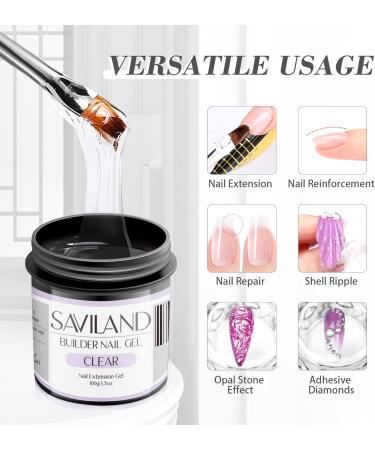 Saviland 3PC Builder Nail Gel Kit - Clear, Light Pink, Milky White Hard Gel 3.53oz with Large Capacity Brush - Soak-off UV Gel for Nail Extension & Repair at Salon or Home - Buy Online on GoSupps.com
