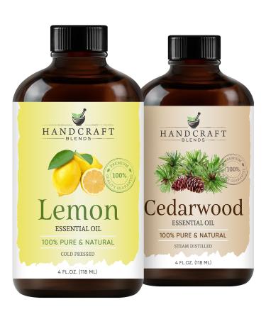 Handcraft Blends Fresh Woods Set: Cedarwood and Lemon Essential Oils (2 x 4 Fl Oz) 100% Pure & Natural for Diffuser Aromatherapy and DIY Projects