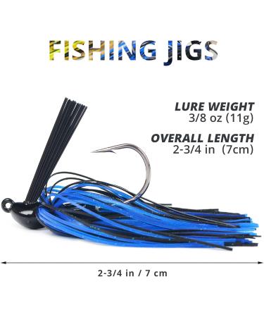 Fishing Jig 3/8 oz with Weed Guard & Silicone Skirt Lures for Bass Perch - Pack of 6 by Jigreat - Buy Online on GoSupps.com