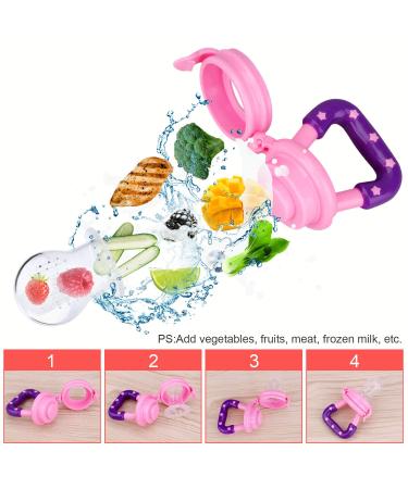 Baby Food Feeder 3 Pack - Silicone Nipple Teething Toy for Aching Gums - Pink - Buy Online on GoSupps.com