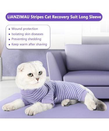 Lianzimau Katzenbody for After Op Cats | Long-Sleeved Catwear | E-Necking Alternative | Purple Streaked | Size L - 1 Pack - Buy Online on GoSupps.com