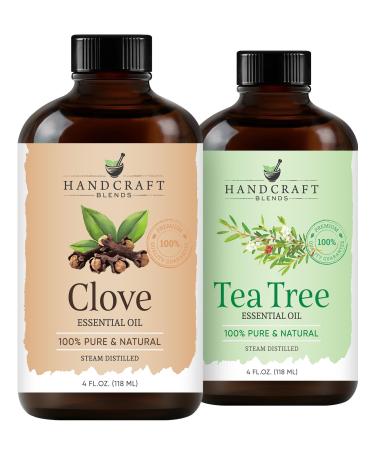 Handcraft Blends Deep Cleanse Set: Tea Tree and Clove Essential Oils (2 x 4 Fl Oz) 100% Pure & Natural for Diffuser Aromatherapy and DIY Projects