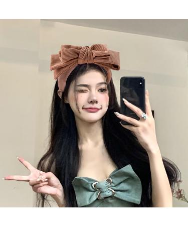 amangul Layered Bowknot Headbands for Woman Anti Slip Headbands Skincare Wide Brim Headband for Girls Washing Face Makeup(Khaki) - Buy Online on GoSupps.com