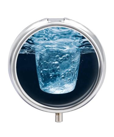 Pill Box Pill Case 3 Compartment Travel Pill Box Water Printing Small Pill Box Portable Medicine Pill Case Pill Organizer for Purse & Pocket for Travel Handbag (Round)