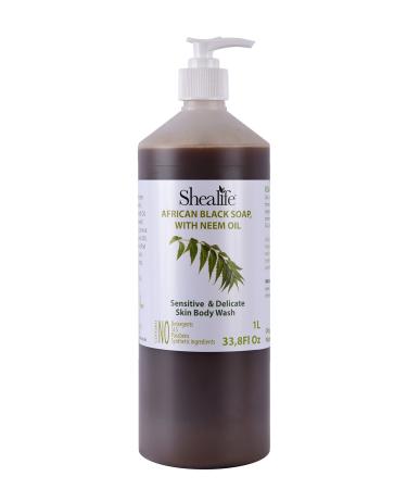 African Black Soap Liquid With Neem Oil Anti Bacterial & Cleansing & Healing Shea Butter & Virgin Coconut & Neem Oil. Contains No SLS Detergents & Parabens. 1 Litre(1000ml)