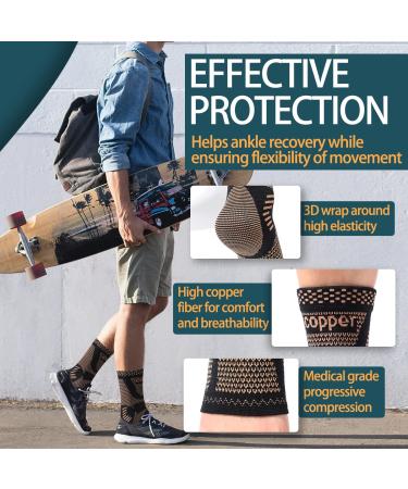 Professional Copper Ankle Bandage for Men & Women | Compression Support for Plantar Fasciitis & Athletic Recovery - Buy Online on GoSupps.com