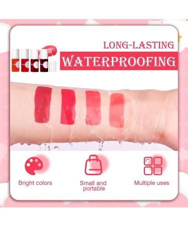 Korean Lip Tint Set - 4 Colors, Long-Lasting Water Lip Stain, Waterproof Moisturizing Mini Lipsticks (Apple, Strawberry, Watermelon, Cherry) - Buy Online on GoSupps.com