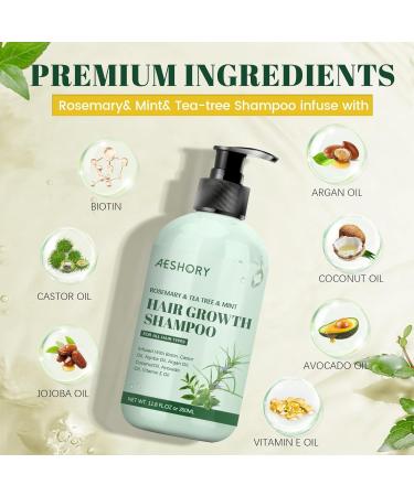 Rosemary Hair Growth Shampoo | Strengthening Rosemary Mint Formula with Tea Tree Biotin & Castor Oil for Thinning Hair - 11.8 Fl. oz - Buy Online on GoSupps.com