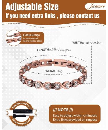 Jecanori Copper Magnetic Bracelet Set for Women - Adjustable Size with Strength Magnets (3800 Gauss Each) - Includes Magnetic Rings - Brazaletes & Jewellery Gift Box - Infinite Crystal Design - Buy Online on GoSupps.com