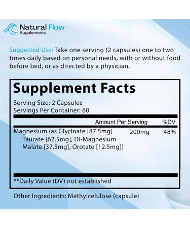 Natural Flow 4X Magnesium Supplement | Taurate, Glycinate, Malate & Orotate Complex | Calm Sleep & Cramp Support | 120 Capsules - Buy Online on GoSupps.com