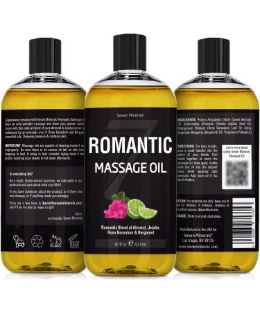 Romantic Massage Oil for Couples - Big 16oz Bottle - Relaxing Body & Mind - Almond, Jojoba, Rose Geranium, Bergamot, Vitamin E - Buy Online on GoSupps.com